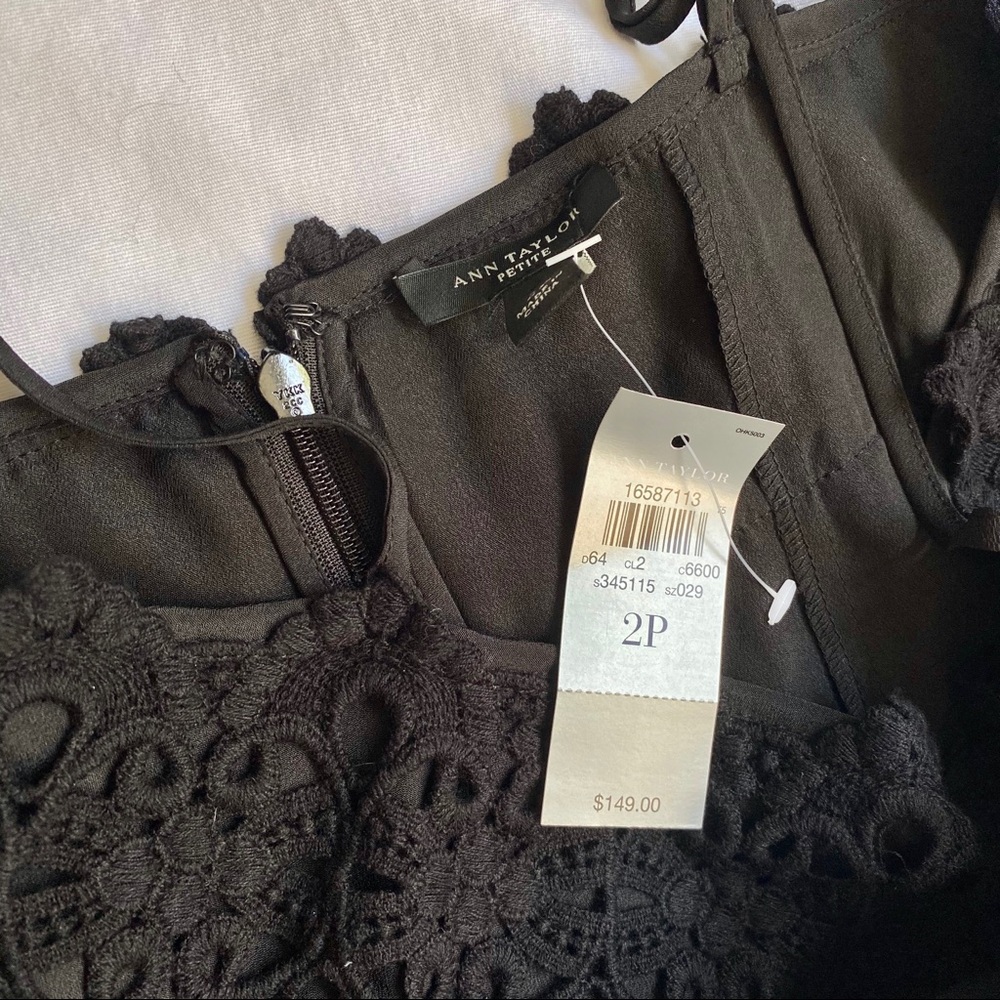 NWT Ann Taylor Black Lace Trim Cinched Jumpsuit - Picture 2 of 10
